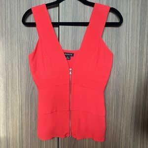 Trouve red zip up top blouse